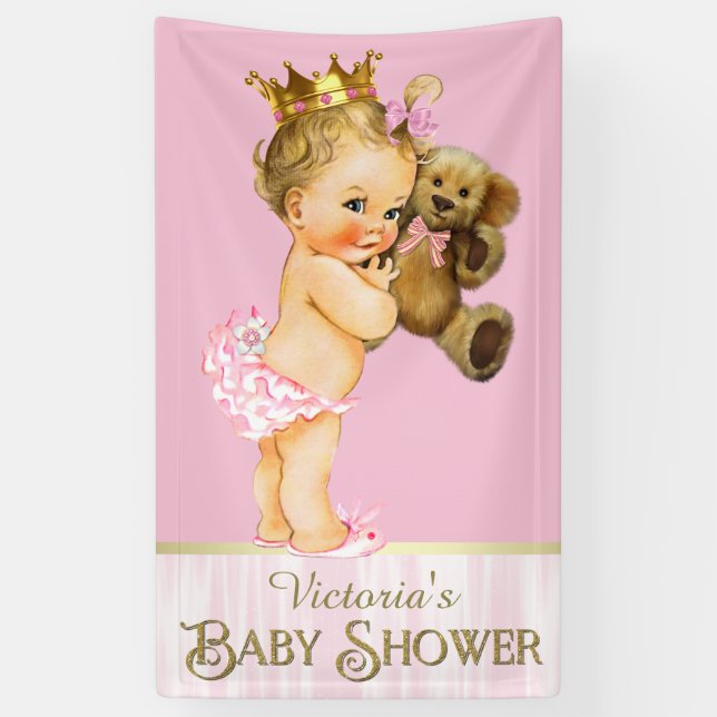 Banderoles Baby Shower Ourse Teddy Bear Princesse (Vertical)