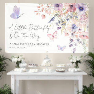 Banderoles Baby Shower Papillon Fleur Sauvage