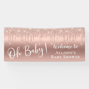 Banderoles Baby shower Parties scintillant Rose Gold Welcome