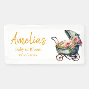 Banderoles Baby shower personnalisé à poussette vintage