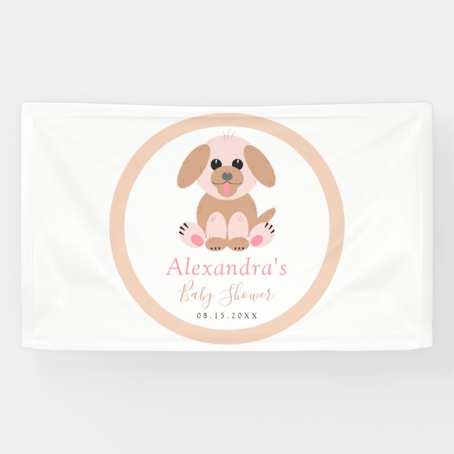 Banderoles Baby shower Personnalisé Neutralisé Puppy Bienvenu (Horizontal)