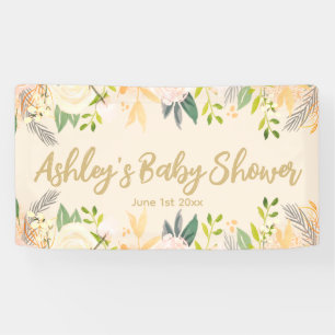 Banderoles Baby shower Photo Booth fond floral Prop ivoire