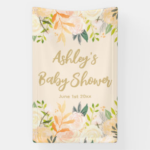 Banderoles Baby shower Photo Booth fond floral Prop ivoire