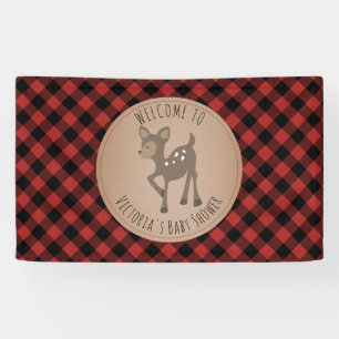 Banderoles Baby shower Plaid Deer Buffalo Bienvenue
