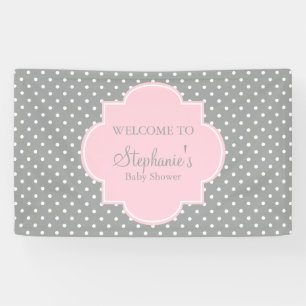 Banderoles Baby shower Pointe rose gris, blanc et pastel