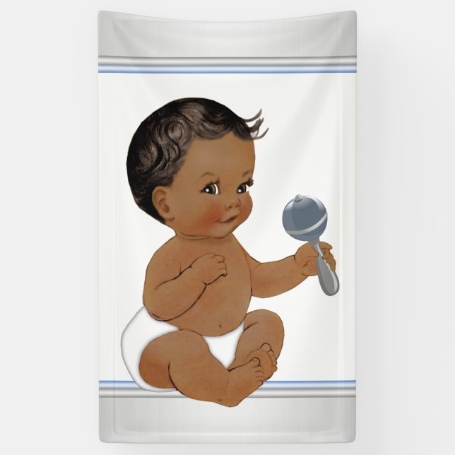 Banderoles Baby Shower pour garçon ethnique (Vertical)
