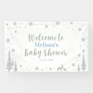 Banderoles Baby shower pour garçons d'hiver Silver & Blue