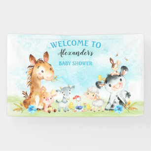 Banderoles Baby shower pour les animaux de ferme Watercolor