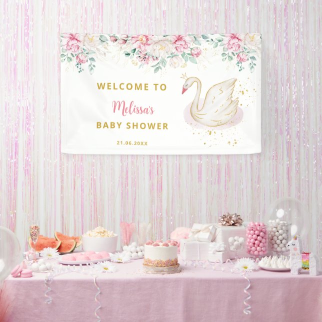 Banderoles Baby shower Princess Swan Bienvenue (Fête)