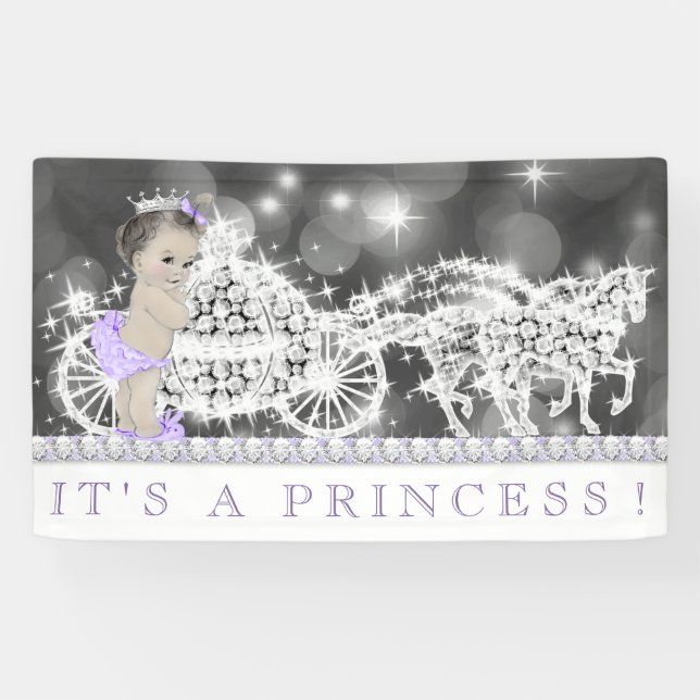 Banderoles Baby shower Princesse violette (Horizontal)