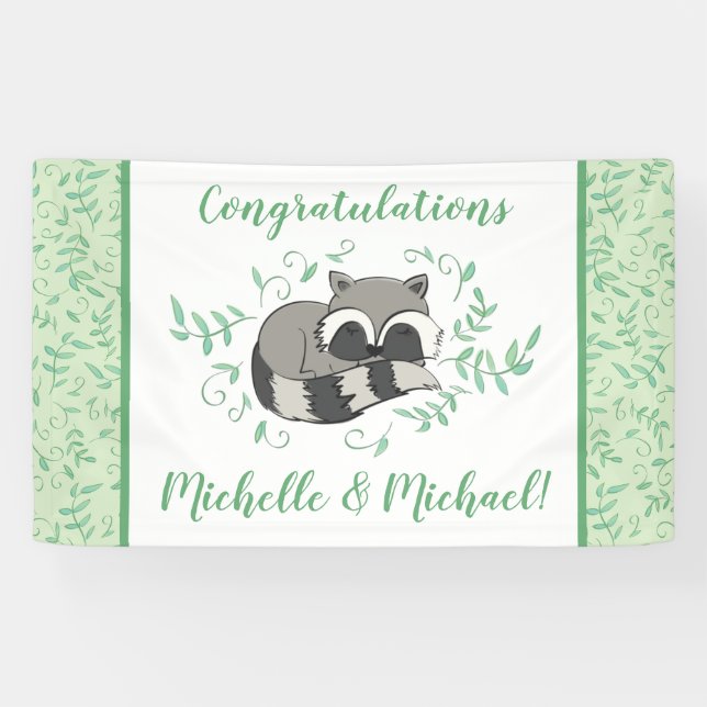 Banderoles Baby shower Raccoon (Horizontal)