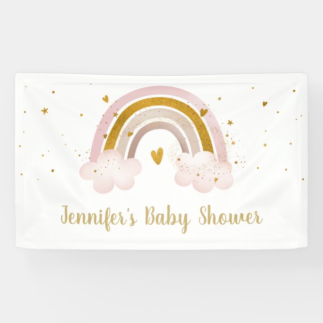 Banderoles Baby shower Rainbow Neutral Gold Pastel (Horizontal)