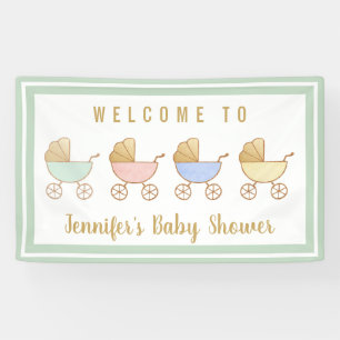 Banderoles Baby shower Retro Carriage Parade Bienvenue