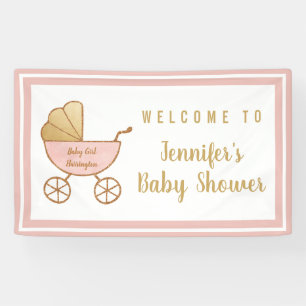 Banderoles Baby shower Rétro Carriage Rose Girl
