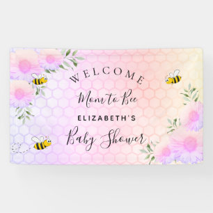 Banderoles Baby shower rose arc-en-ciel verdure maman à être