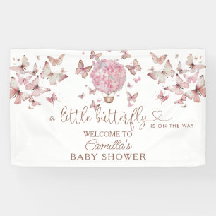 Banderoles Baby shower rose floral papillon fille
