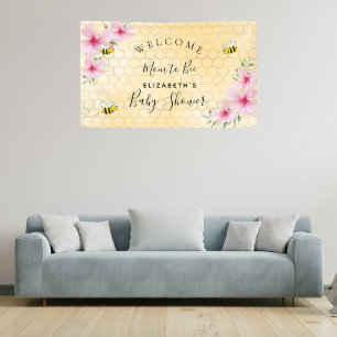 Banderoles Baby shower rose florales miellat maman à abeille
