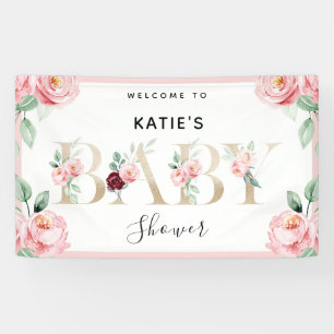 Banderoles Baby Shower Rose Gold Floral