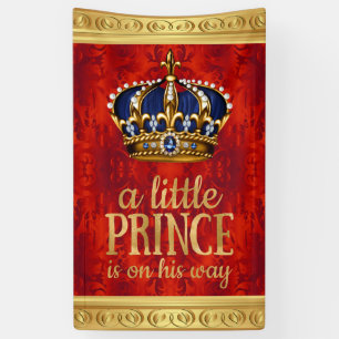 Banderoles Baby shower royal de prince Red Gold Crown Boy