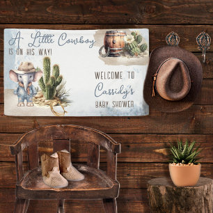 Banderoles Baby shower rustique Western Elephant Cowboy Boy