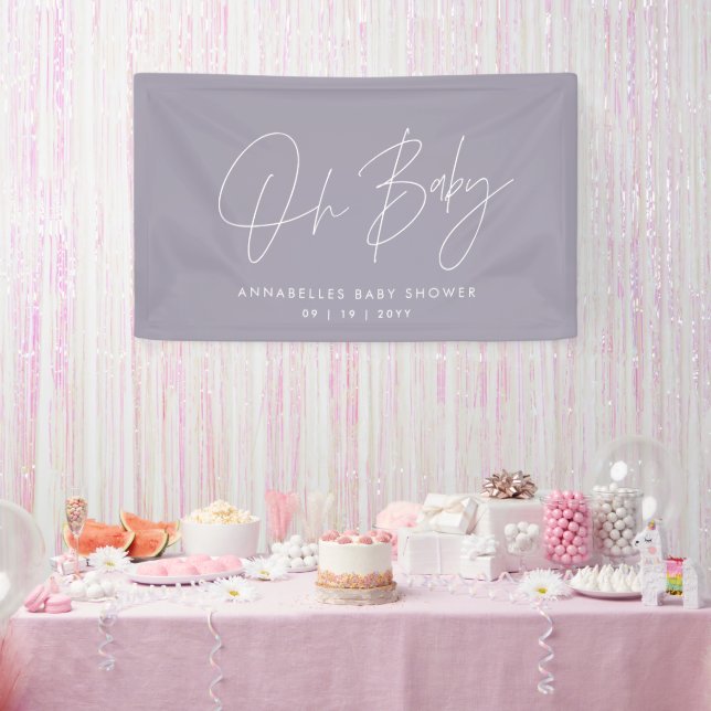 Banderoles Baby shower script moderne lilas violet élégant (Fête)
