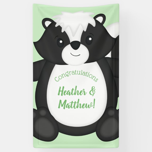 Banderoles Baby shower Skunk Green (Vertical)