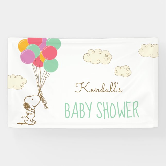 Banderoles Baby shower Snoopy et Balloons (Horizontal)