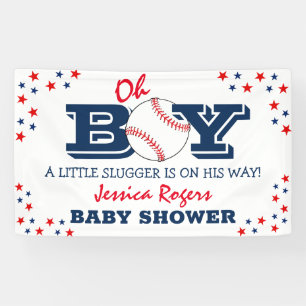 Banderoles baby shower sportif de baseball "Oh Boy"