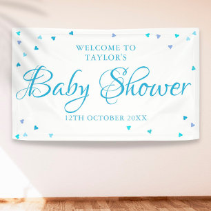 Banderoles Baby Shower / Sprinkle Bienvenue Cœurs Amour Bleus