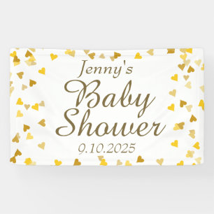Banderoles Baby Shower / Sprinkle Cœurs d'Amour Dorés