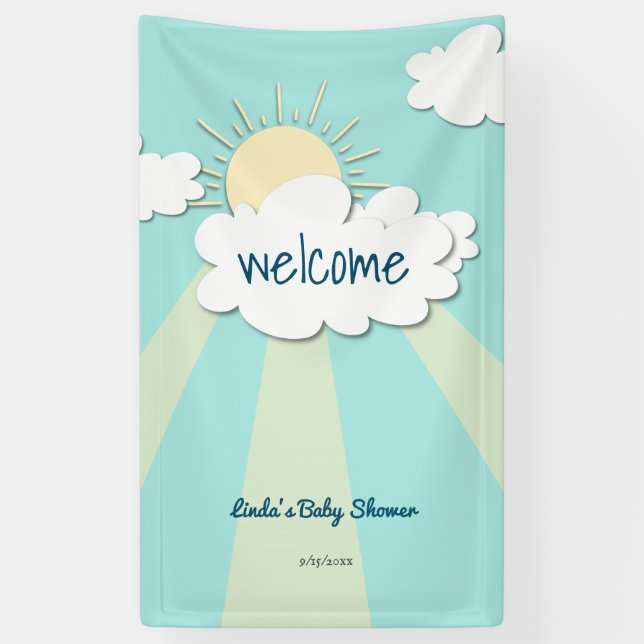 Banderoles Baby shower Sunshine moderne Bienvenue (Vertical)