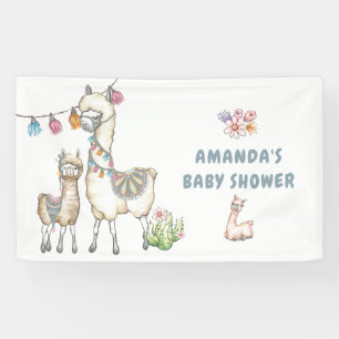 Banderoles Baby Shower sur le thème de Lama à l'aquarelle