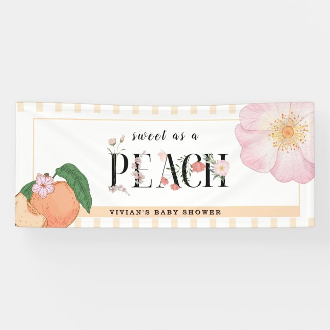 Banderoles Baby shower Sweet Little Peach Bienvenue (Horizontal)