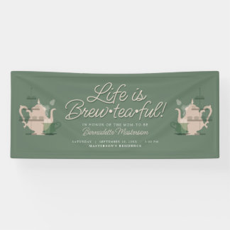 Banderoles Baby shower Tea Party Cute Minimaliste Chic Vert