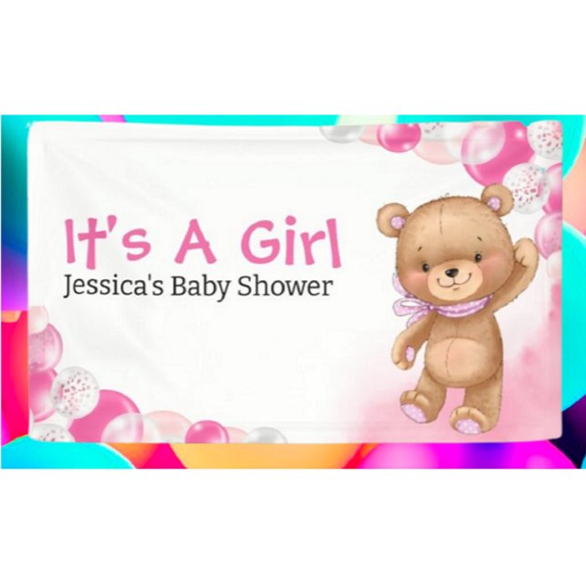 Banderoles Baby shower Teddy C'est une fille (Baby Shower Gifts Find baby shower gift ideas with Teddy Bear Adventure)