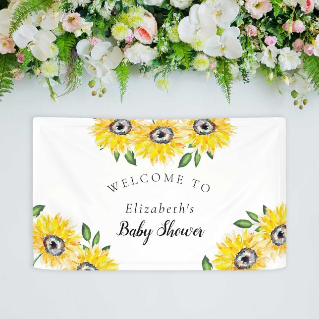 Banderoles Baby shower tournesol Affiche de bienvenue Arrière (Créateur téléchargé)