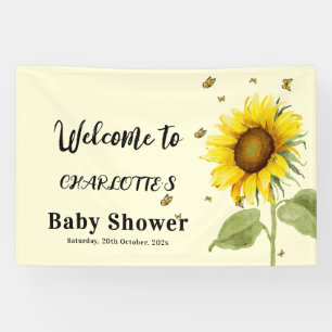 Banderoles Baby Shower Tournesol Aquarelle avec Papillons