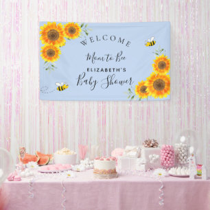 Banderoles Baby shower tournesol garçon bleu maman à être rus