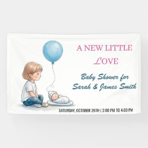 Banderoles Baby Shower Un Nouvel Amour (Frère et Sœur)