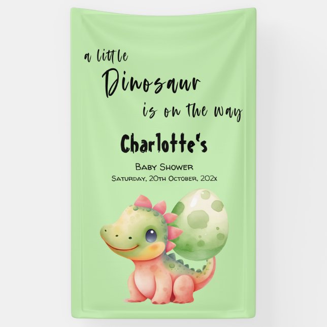 Banderoles Baby Shower Un Petit Dinosaure Arrive (Vertical)