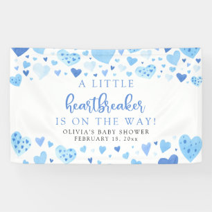 Banderoles Baby shower Valentine Blue Little Heartbreaker