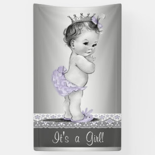 Banderoles Baby shower Vintage Lavender Purple et Silver