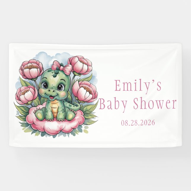 Banderoles Baby shower Whimsical Dino Delight (Horizontal)
