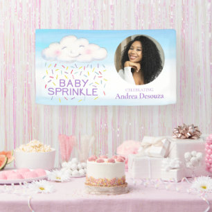 Banderoles Baby Sprinkle whimsy cloud photo baby shower bleu