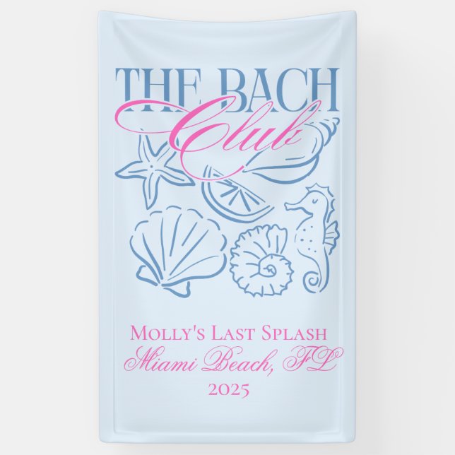 Banderoles Bachelorette Coastal Rose et Bleu Seashell (Vertical)