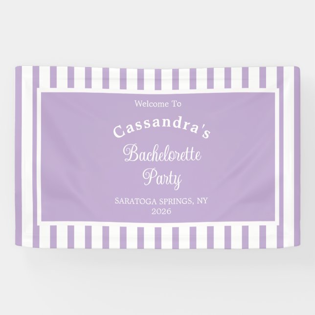 Banderoles Bachelorette Party Retro Modern LightPurple Classy (Horizontal)