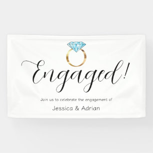 Banderoles Bague de fiançailles en or avec diamant bleu sur m