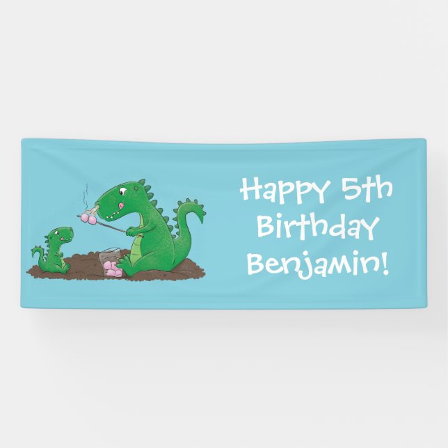 Banderoles Baguettes mignonnes grillant des marshmallows dess (Horizontal)