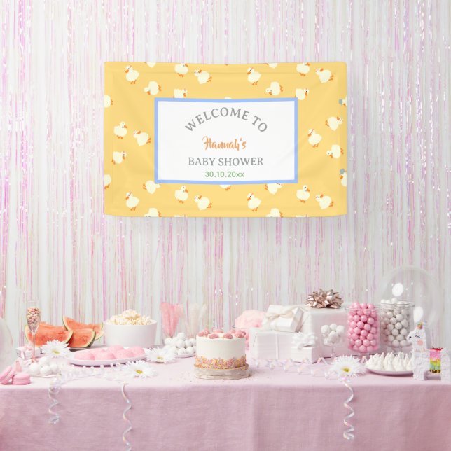 Banderoles Baignoire Bébé Jaune Mignonne Canards Illustrés à  (Fête)