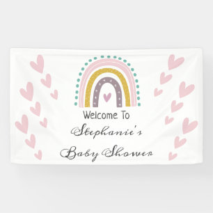 Banderoles Bain de bébé Arc-en-ciel Bohème Rose Cœurs Violet
